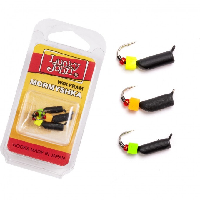 Мормышки вольфрамовые LUCKY JOHN с петелькой 3шт набор СТОЛБИК безнасадочный LJTM-026SET