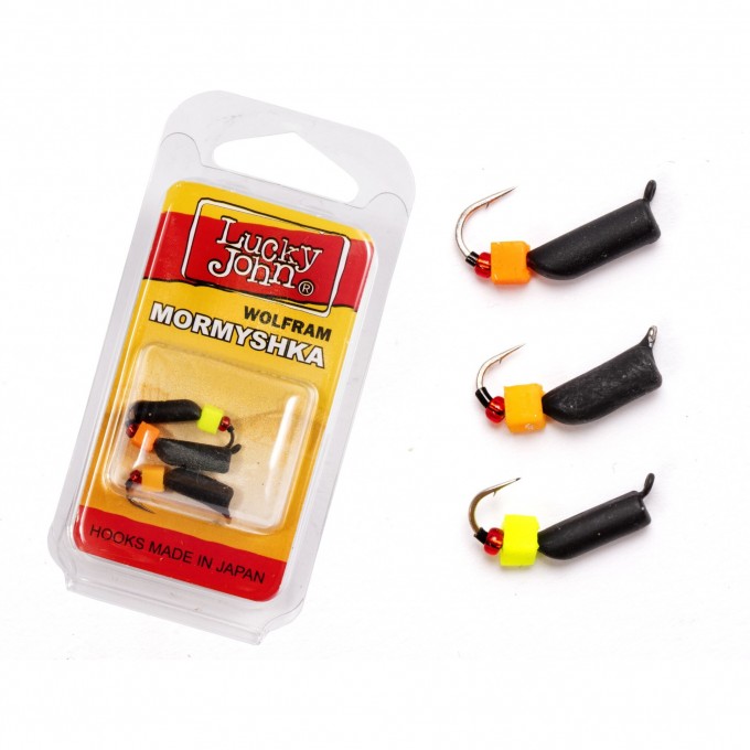 Мормышки вольфрамовые LUCKY JOHN с петелькой 3шт набор СТОЛБИК безнасадочный LJTM-027SET