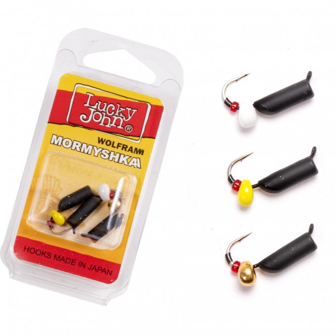 Мормышки вольфрамовые LUCKY JOHN с петелькой 3шт набор СТОЛБИК безнасадочный LJTM-034SET