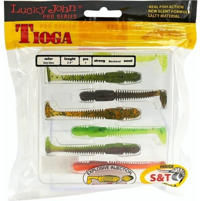 Виброхвост LUCKY JOHN PRO SERIES TIOGA 2.9 in (74 мм), цвет mix2 7Шт. 140103-MIX2